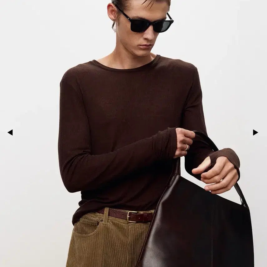 [BUNJANG] Toniq Wek Sheer Wool Ribbed Knit Top / 토니웩 SHEER WOOL RIBBED KNIT TOP BROWN