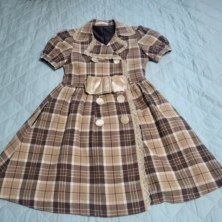 [BUNJANG] Liz Lisa Check Pattern Coat Dress / 리즈리사 코트형 원피스