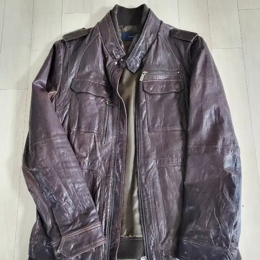 [BUNJANG] ZIOZIA Brown Leather Jacket / ZIOZIA 갈색 가죽 자켓100~105