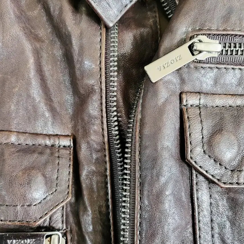 [BUNJANG] ZIOZIA Brown Leather Jacket / ZIOZIA 갈색 가죽 자켓100~105