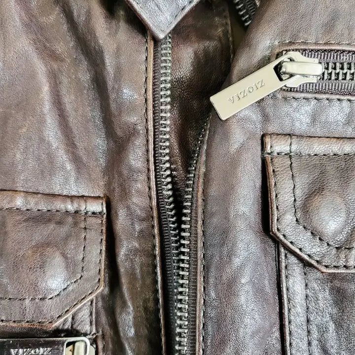 [BUNJANG] ZIOZIA Brown Leather Jacket / ZIOZIA 갈색 가죽 자켓100~105