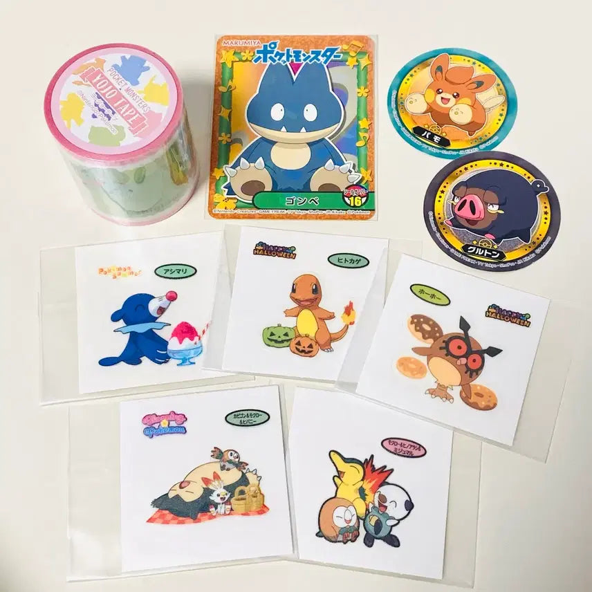 [BUNJANG] Vintage Pokemon Japanese Stickers &amp; Tape Set / 고전빈티지문구 포켓몬스터 일본띠부씰스티커 요조테이프 피카츄파이리이상해씨