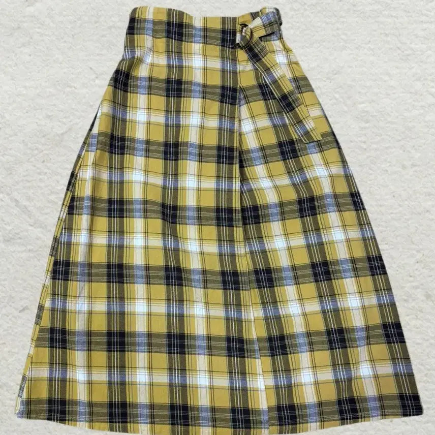 [BUNJANG] Lugnoncure Yellow Check Long Skirt / 옐로우 체크 롱 스커트