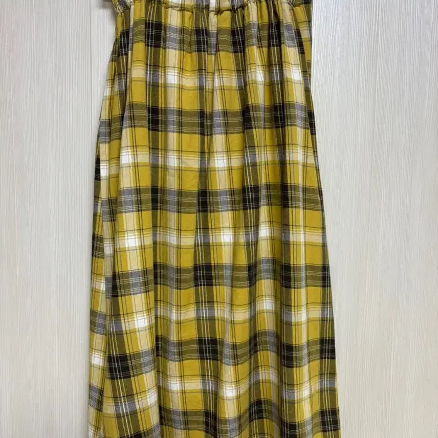 [BUNJANG] Lugnoncure Yellow Check Long Skirt / 옐로우 체크 롱 스커트