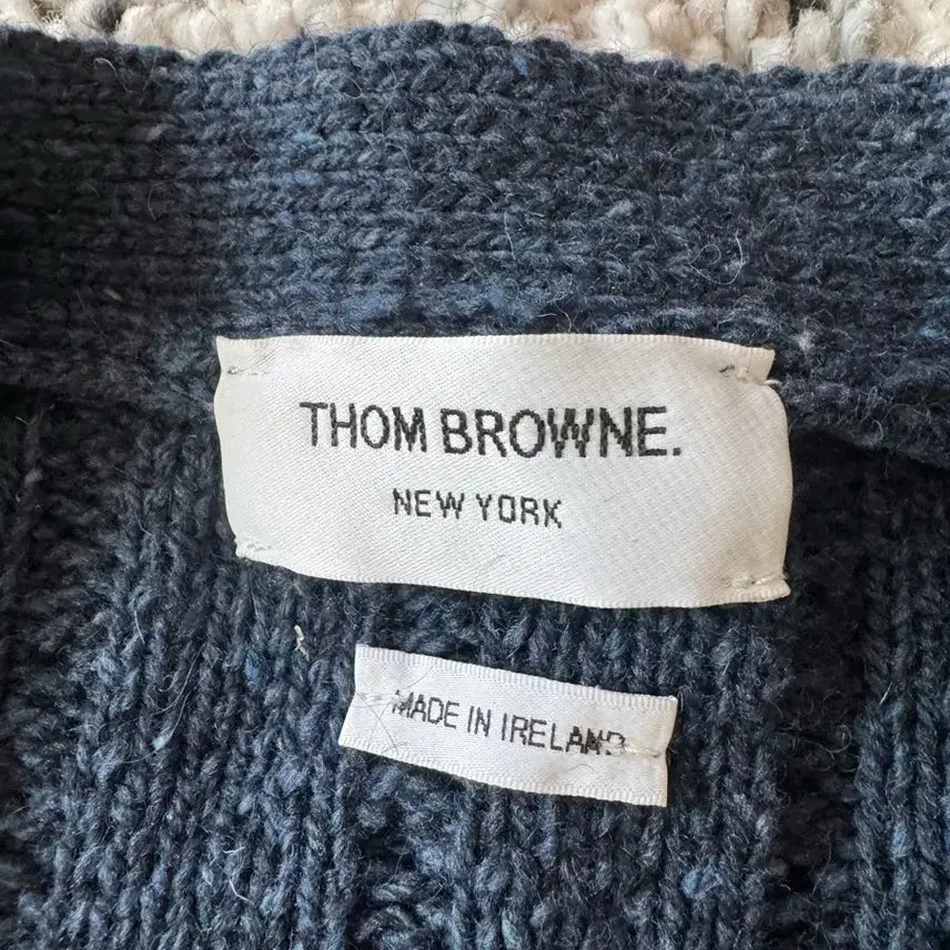 [BUNJANG] Thom Browne Donegal Tweed V-Neck Cardigan Navy / [4] 톰브라운 도네갈 트위드  브이넥 가디건 네이비