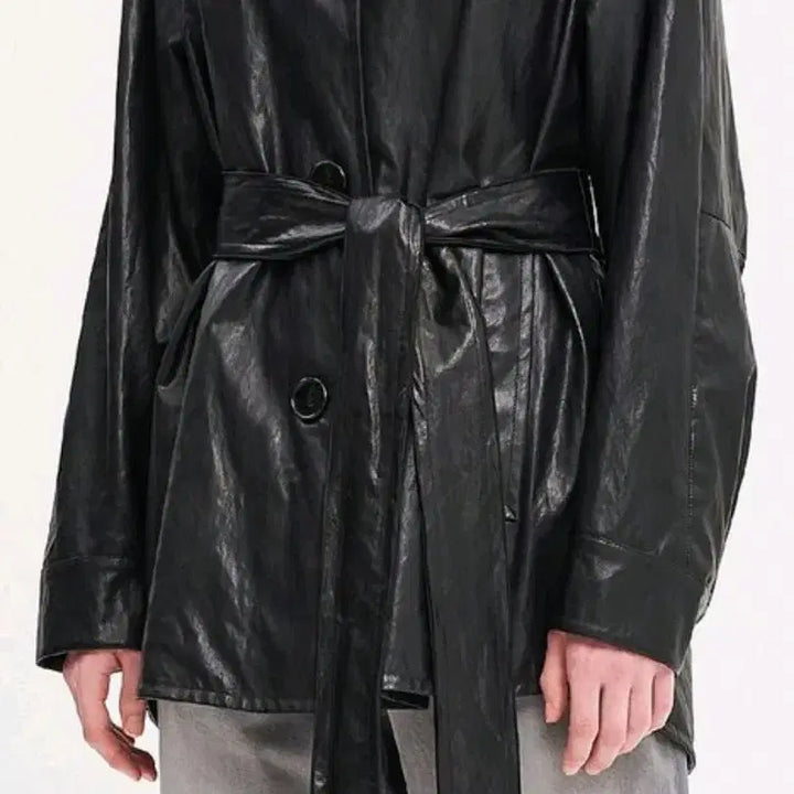 [BUNJANG] Time Faux Leather Jacket / 한섬 타임 페이크 레더 쟈켓