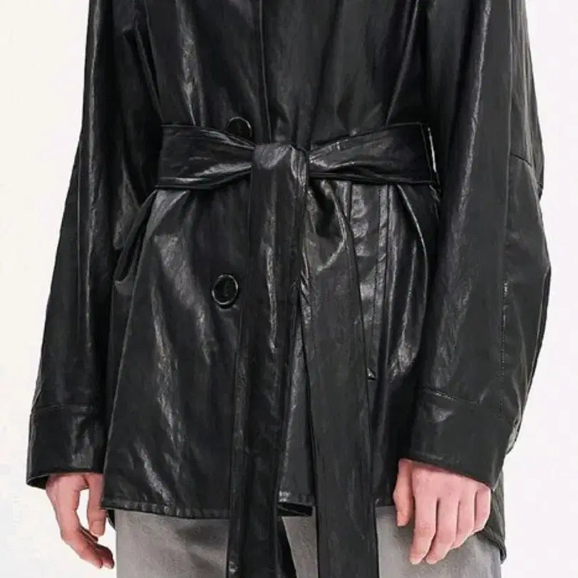 [BUNJANG] Time Faux Leather Jacket / 한섬 타임 페이크 레더 쟈켓