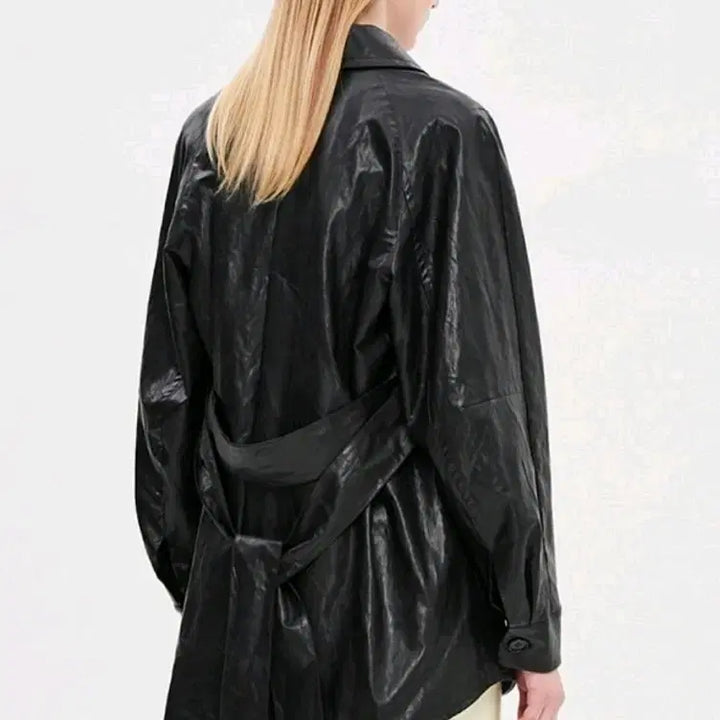 [BUNJANG] Time Faux Leather Jacket / 한섬 타임 페이크 레더 쟈켓