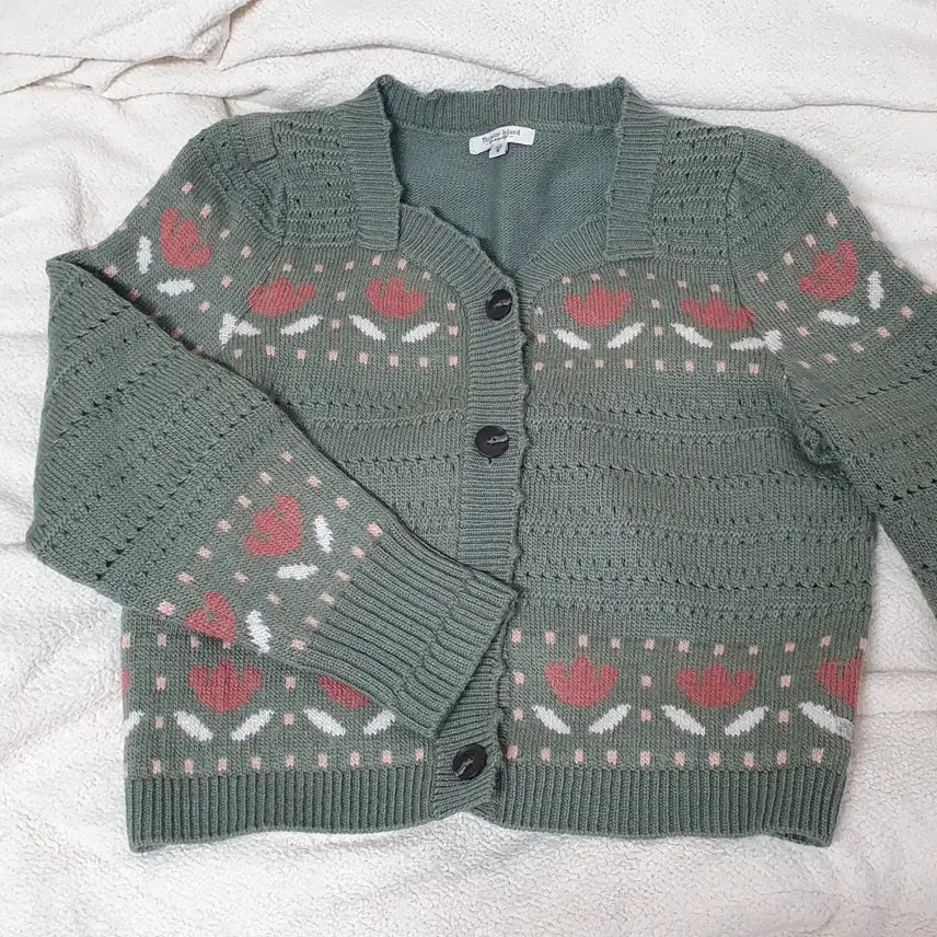 [BUNJANG] Thursday Island Floral Pattern Knit Cardigan / 써스데이아일랜드 Thursday Island 패턴 가디건 플라워 니트