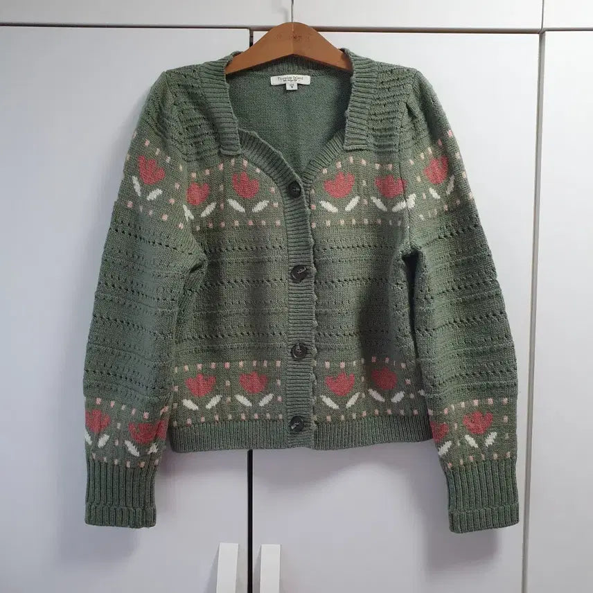[BUNJANG] Thursday Island Floral Pattern Knit Cardigan / 써스데이아일랜드 Thursday Island 패턴 가디건 플라워 니트