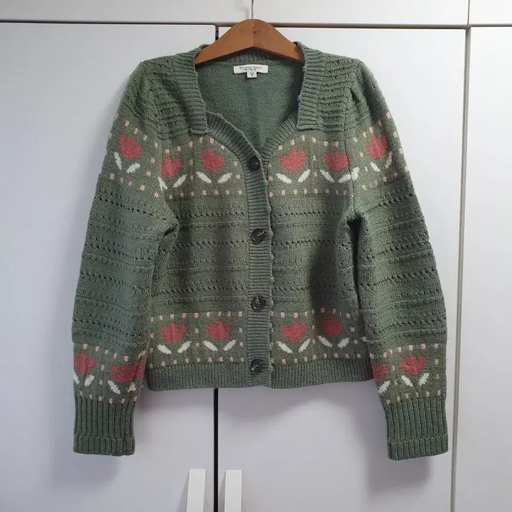 [BUNJANG] Thursday Island Floral Pattern Knit Cardigan / 써스데이아일랜드 Thursday Island 패턴 가디건 플라워 니트