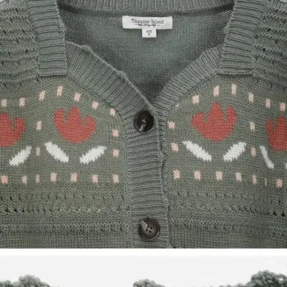 [BUNJANG] Thursday Island Floral Pattern Knit Cardigan / 써스데이아일랜드 Thursday Island 패턴 가디건 플라워 니트
