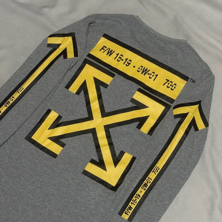 [BUNJANG] Off-White Yellow Arrow Long Sleeve Shirt / L 오프화이트 18-19 fw 옐로우 에로우 롱슬리브