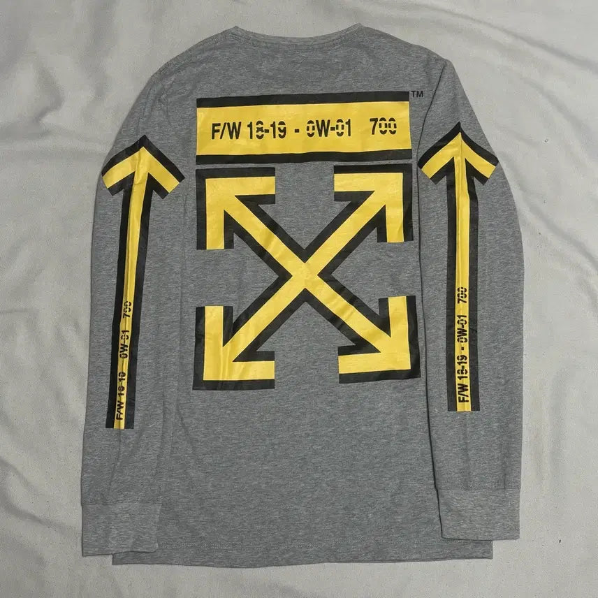 [BUNJANG] Off-White Yellow Arrow Long Sleeve Shirt / L 오프화이트 18-19 fw 옐로우 에로우 롱슬리브