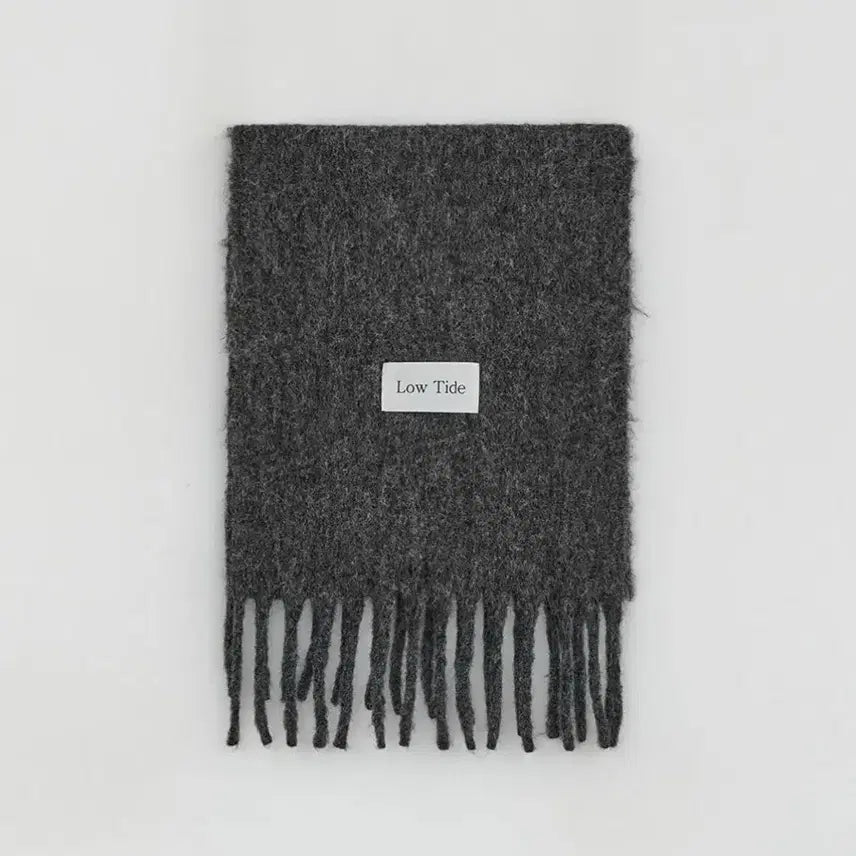 [BUNJANG] LOWTIDE Big Label Scarf Charcoal / 로우타이드 머플러