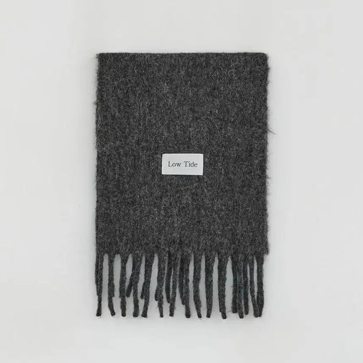 [BUNJANG] LOWTIDE Big Label Scarf Charcoal / 로우타이드 머플러