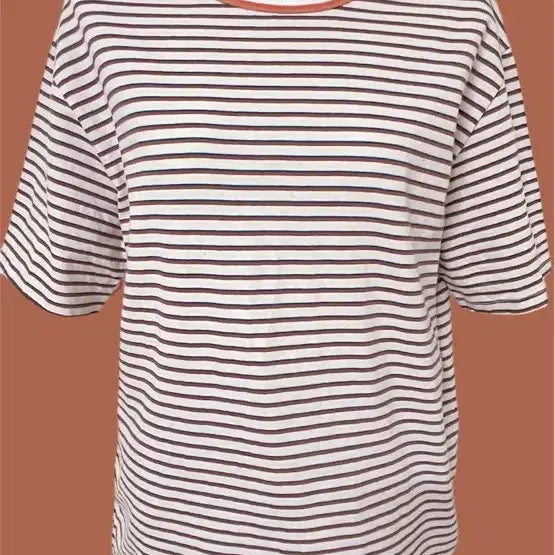 [BUNJANG] Coral Orange Stripe Short Sleeve T-shirt / 코랄오렌지 스트라이프 반팔티셔츠