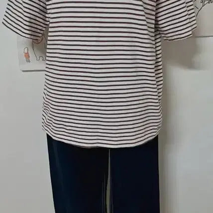 [BUNJANG] Coral Orange Stripe Short Sleeve T-shirt / 코랄오렌지 스트라이프 반팔티셔츠
