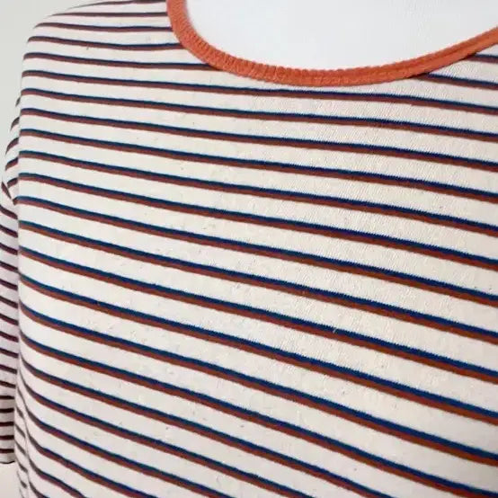 [BUNJANG] Coral Orange Stripe Short Sleeve T-shirt / 코랄오렌지 스트라이프 반팔티셔츠