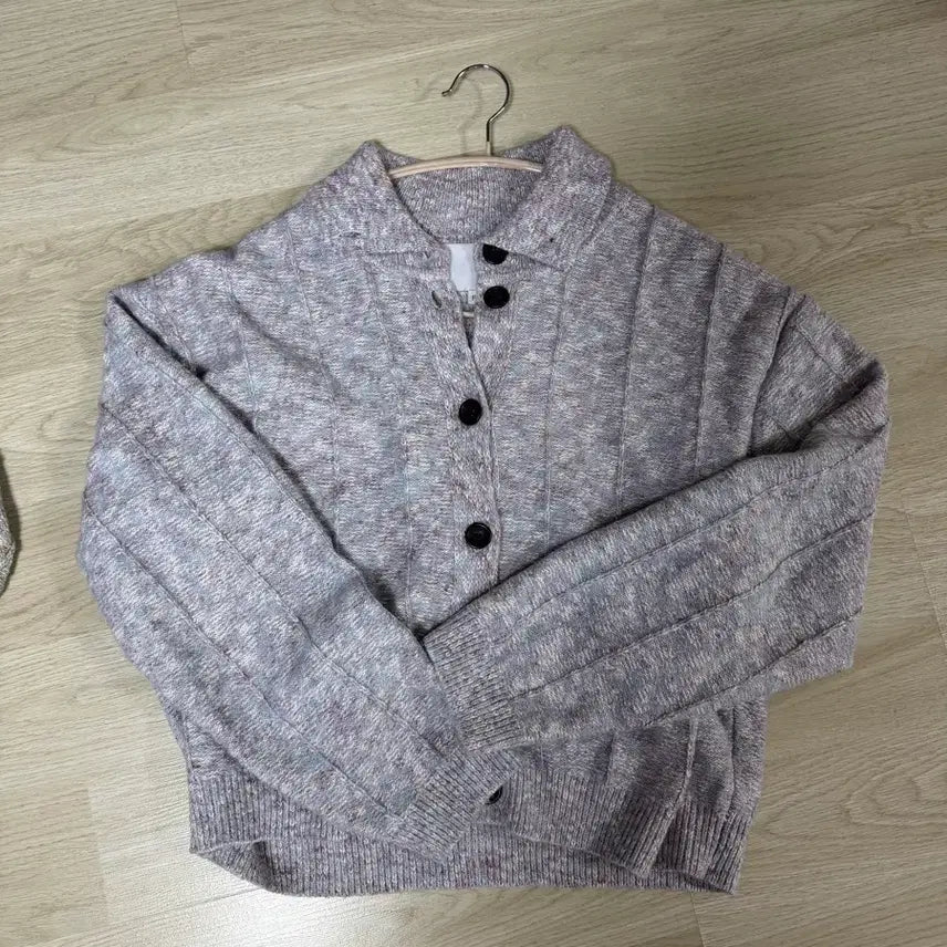 [BUNJANG] City Breeze Knit Cardigan Gray Purple / City Breeze 시티브리즈 니트 가디건 그레이 퍼플