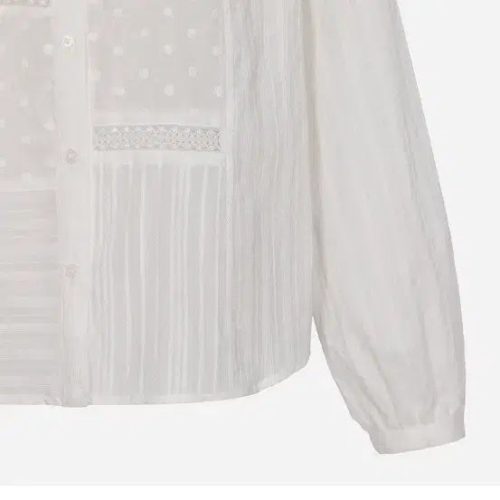 [BUNJANG] Thursday Island Mixed Material Lace Blouse / 써스데이아일랜드 믹스 소재 셔츠형 블라우스