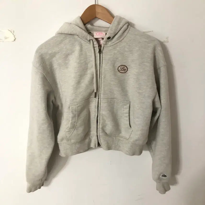 [BUNJANG] Lee Fleece-Lined Cropped Hoodie Gray / Lee 리 크롭 기모 후드집업 회색