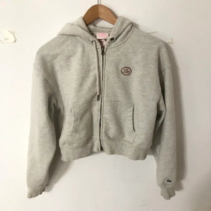 [BUNJANG] Lee Fleece-Lined Cropped Hoodie Gray / Lee 리 크롭 기모 후드집업 회색