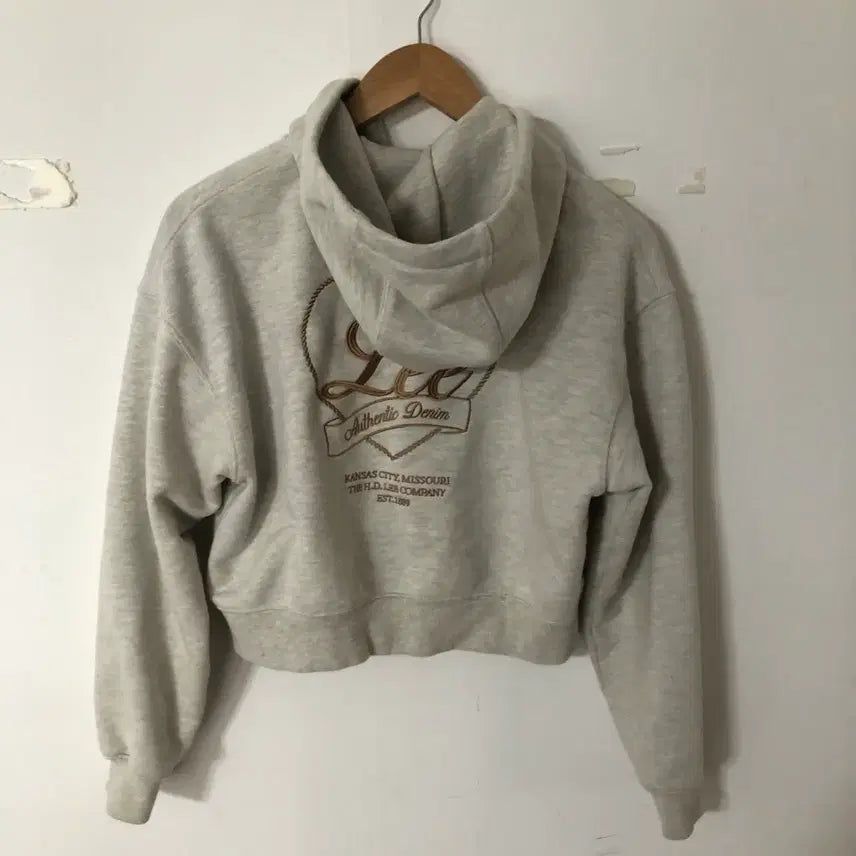 [BUNJANG] Lee Fleece-Lined Cropped Hoodie Gray / Lee 리 크롭 기모 후드집업 회색