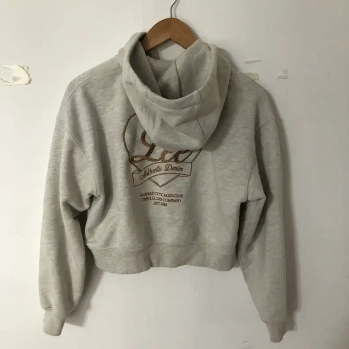[BUNJANG] Lee Fleece-Lined Cropped Hoodie Gray / Lee 리 크롭 기모 후드집업 회색