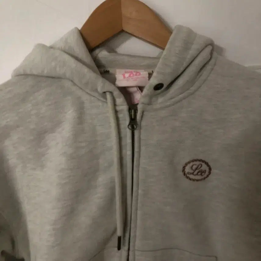 [BUNJANG] Lee Fleece-Lined Cropped Hoodie Gray / Lee 리 크롭 기모 후드집업 회색