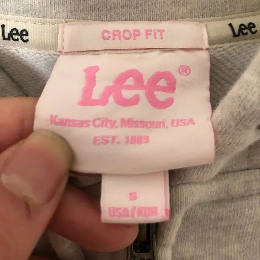 [BUNJANG] Lee Fleece-Lined Cropped Hoodie Gray / Lee 리 크롭 기모 후드집업 회색
