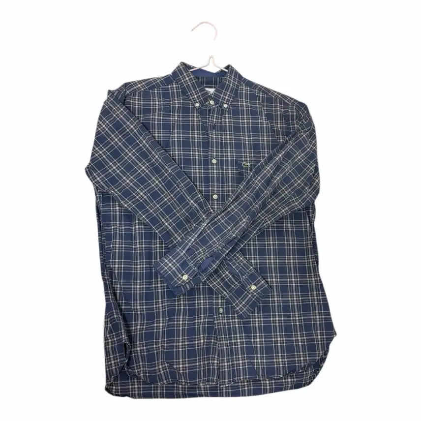 [BUNJANG] Lacoste Blue Check Long Sleeve Shirt / 라코스테 블루 체크 긴팔 셔츠