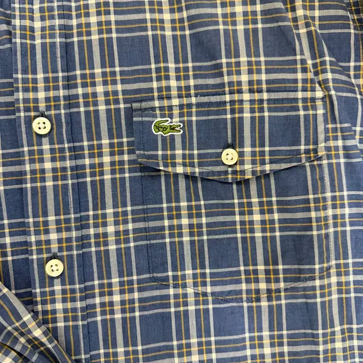 [BUNJANG] Lacoste Blue Check Long Sleeve Shirt / 라코스테 블루 체크 긴팔 셔츠