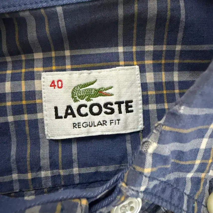 [BUNJANG] Lacoste Blue Check Long Sleeve Shirt / 라코스테 블루 체크 긴팔 셔츠