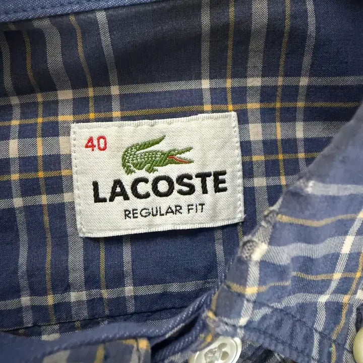 [BUNJANG] Lacoste Blue Check Long Sleeve Shirt / 라코스테 블루 체크 긴팔 셔츠