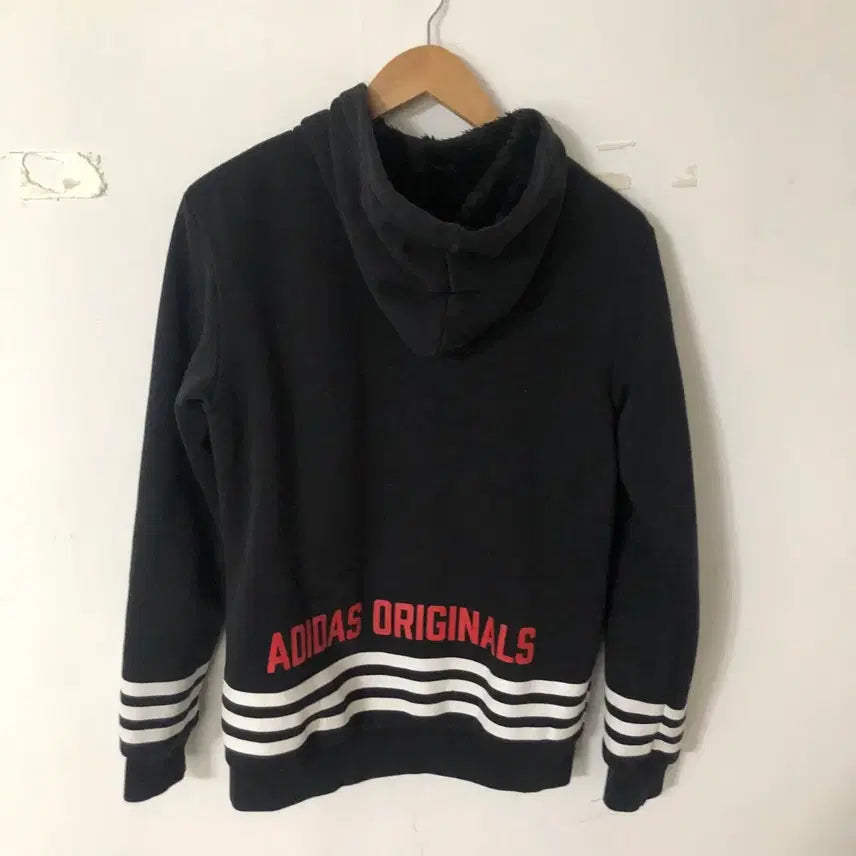 [BUNJANG] Adidas Trefoil Black Three Stripes Hoodie Zip-up / 아디다스 트레포일 블랙 삼선 후드집업