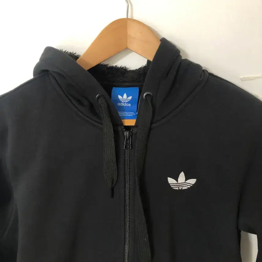 [BUNJANG] Adidas Trefoil Black Three Stripes Hoodie Zip-up / 아디다스 트레포일 블랙 삼선 후드집업
