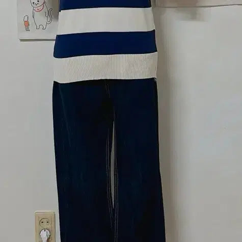 [BUNJANG] Puff Sleeve Striped Knit Top / 퍼프소매 스트라이프 반팔니트