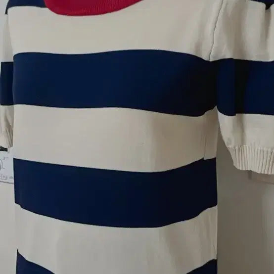 [BUNJANG] Puff Sleeve Striped Knit Top / 퍼프소매 스트라이프 반팔니트