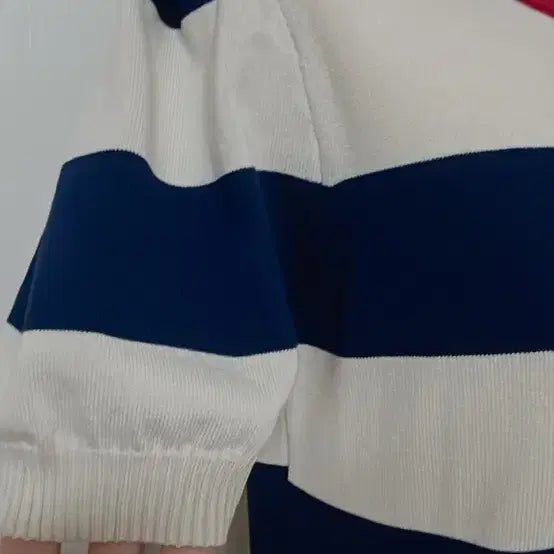 [BUNJANG] Puff Sleeve Striped Knit Top / 퍼프소매 스트라이프 반팔니트