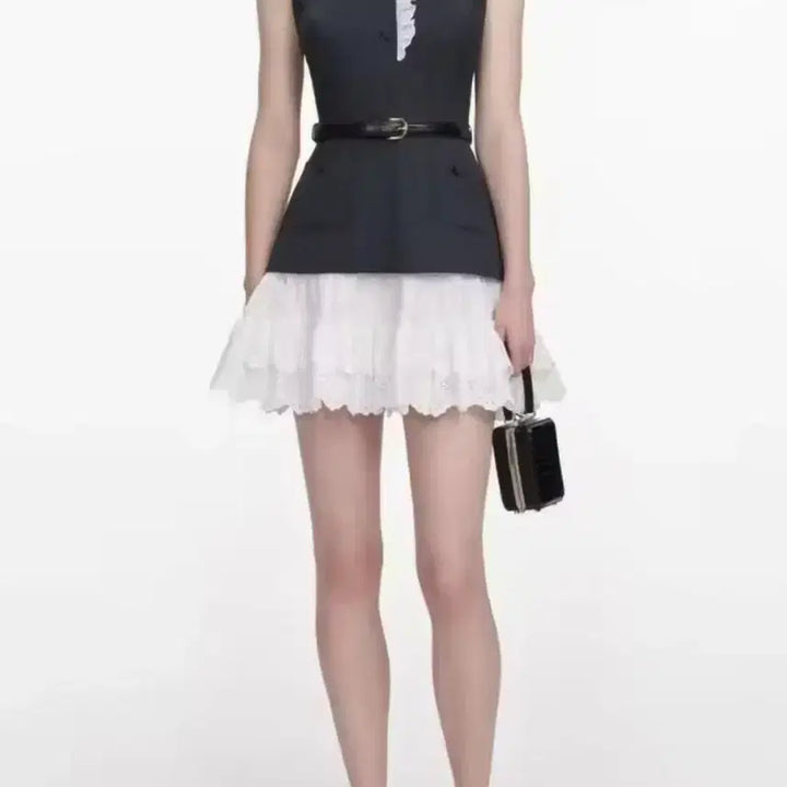 [BUNJANG] High Quality Charcoal Lace Mini Dress / 하이퀄리티 수입의류 차콜레이스 배색 원피스 최저가