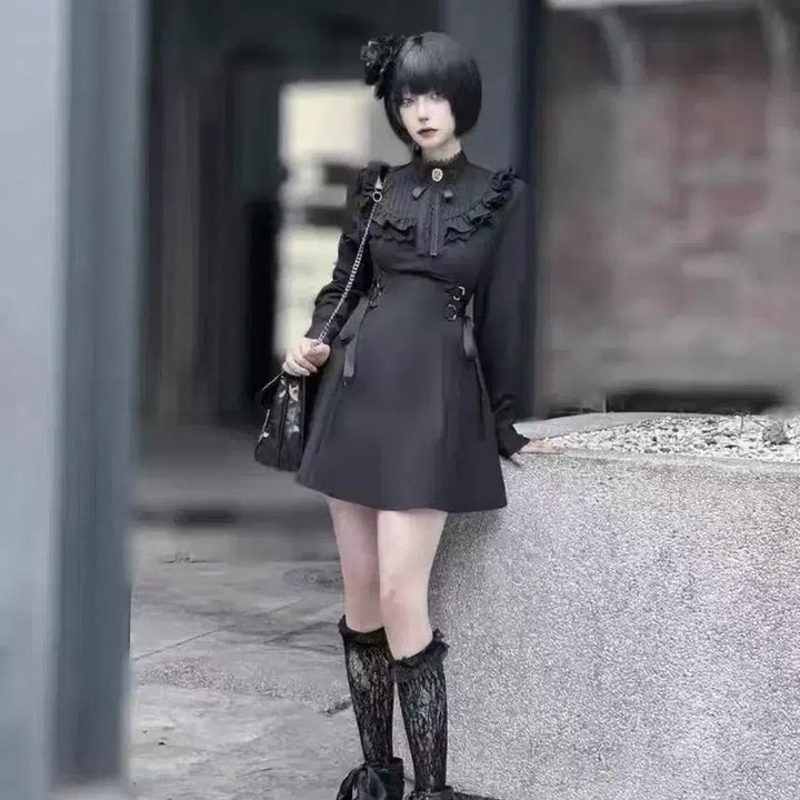 [BUNJANG] Gothic Lolita One-Piece Dress Set / 현물) 고스로리 고딕 로리타 지뢰계 서브컬쳐 원피스 드레스 셋업 멘헤라