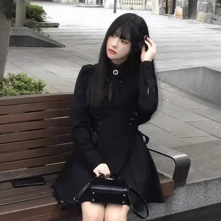 [BUNJANG] Gothic Lolita One-Piece Dress Set / 현물) 고스로리 고딕 로리타 지뢰계 서브컬쳐 원피스 드레스 셋업 멘헤라