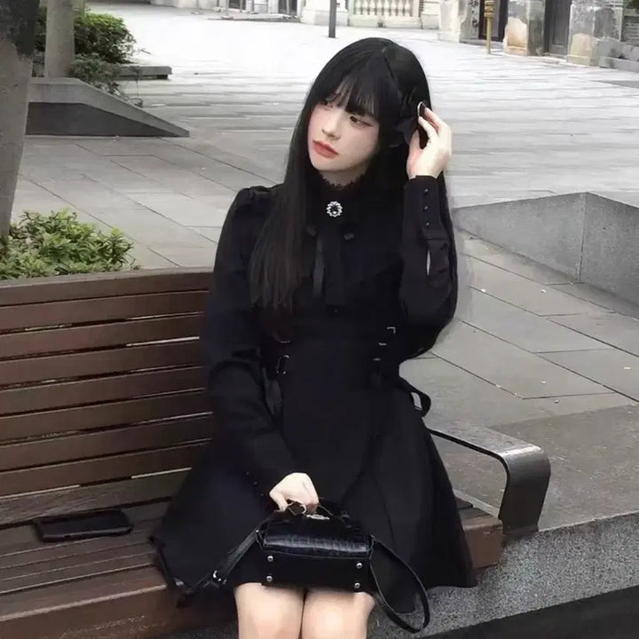 [BUNJANG] Gothic Lolita One-Piece Dress Set / 현물) 고스로리 고딕 로리타 지뢰계 서브컬쳐 원피스 드레스 셋업 멘헤라
