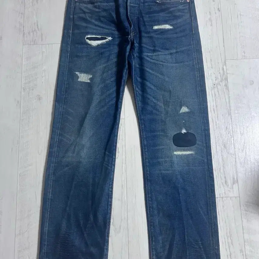 [BUNJANG] RRL Straight Leg Fit Holid Denim Jeans / RRL 스트레이트 레그 핏 홀리 데님 33x32