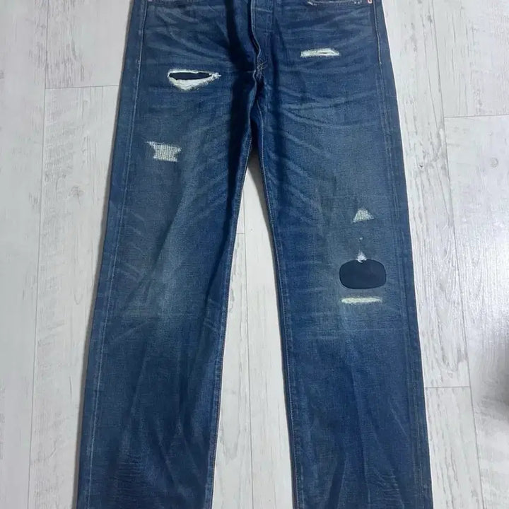 [BUNJANG] RRL Straight Leg Fit Holid Denim Jeans / RRL 스트레이트 레그 핏 홀리 데님 33x32