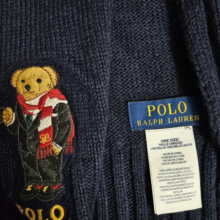 [BUNJANG] Polo Ralph Lauren Bear Knit Muffler Navy / 폴로 랄프로렌 베어 니트 머플러 네이비