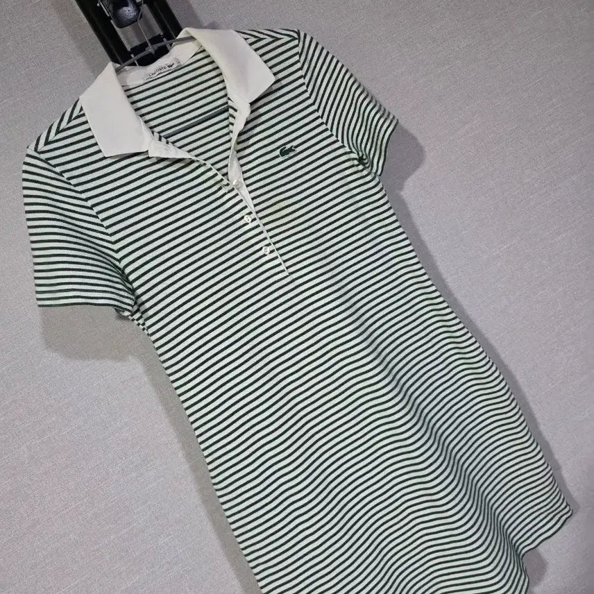 [BUNJANG] Lacoste Striped Collar Dress / 라코스테 스트라이프 카라 원피스 36
