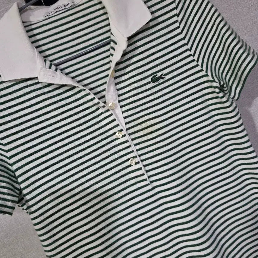 [BUNJANG] Lacoste Striped Collar Dress / 라코스테 스트라이프 카라 원피스 36