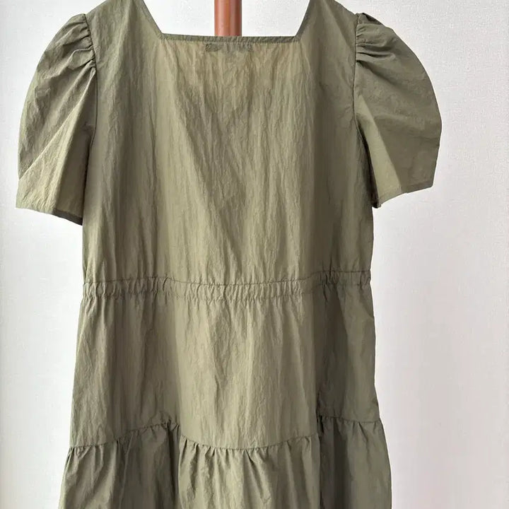 [BUNJANG] Plastic Island Khaki Ruffle Long Dress / 플라스틱아일랜드 카키 캉캉 롱원피스
